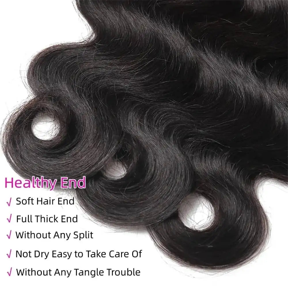 Human Hair Body Wave Wig Bundles Natural Black Colored 40 Inch Extensions Brazilian Hair