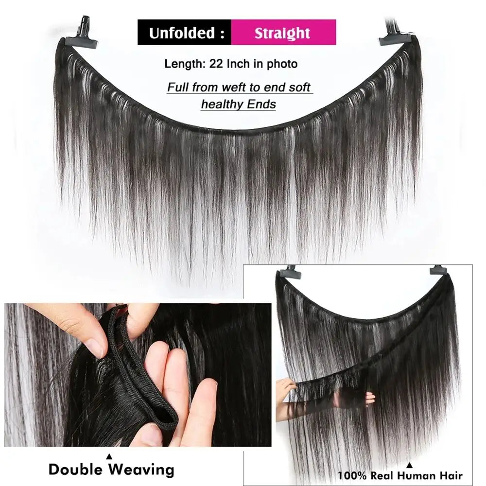 30-32 inch Bundles 100% Raw Human Hair Weaving Natural Extensions