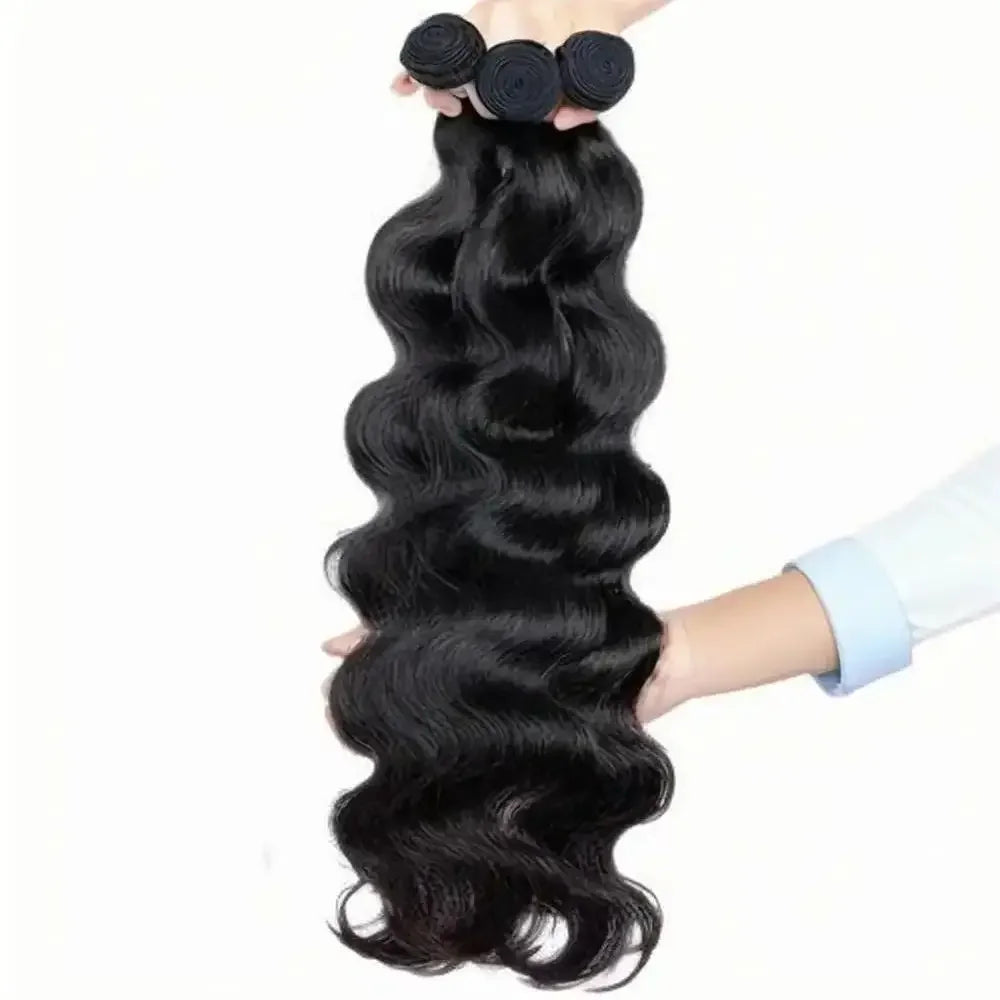 Human Hair Body Wave Wig Bundles Natural Black Colored 40 Inch Extensions Brazilian Hair