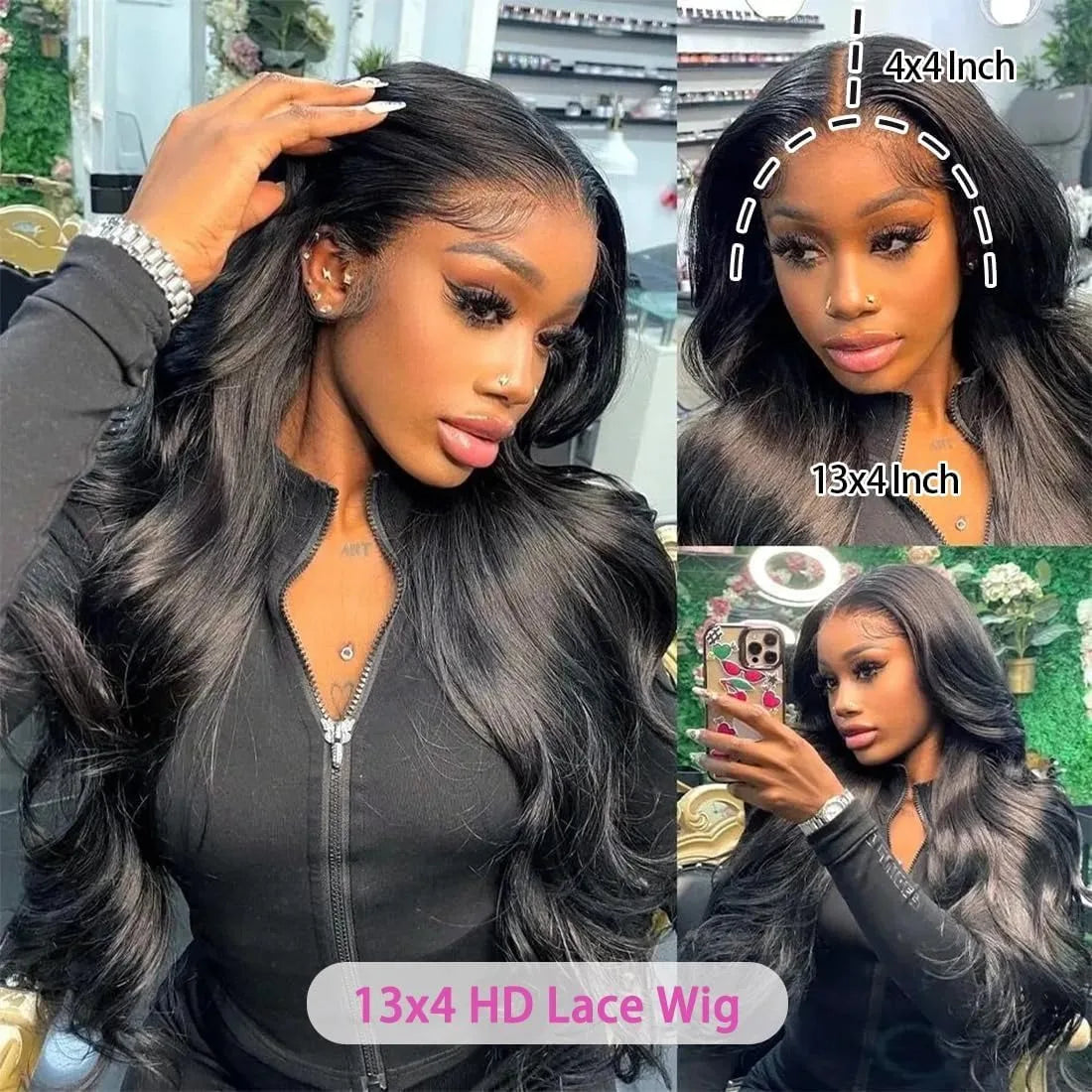 36-40 Inch 13x4 HD Transparent Lace Front Wigs and Human Hair 180 Density 13x6 Body Wave Lace Frontal Wig