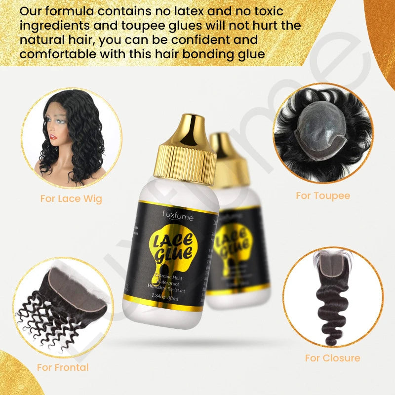 38ml Lace Glue Gel for Wig installing, Waterproof Wig Adhesive, Unisex Durable Adhesive for Hair Accessories For All Hair Types