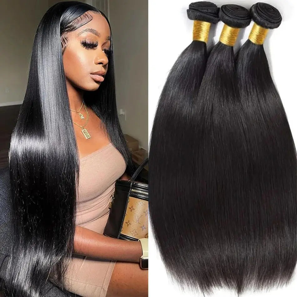 30-32 inch Bundles 100% Raw Human Hair Weaving Natural Extensions