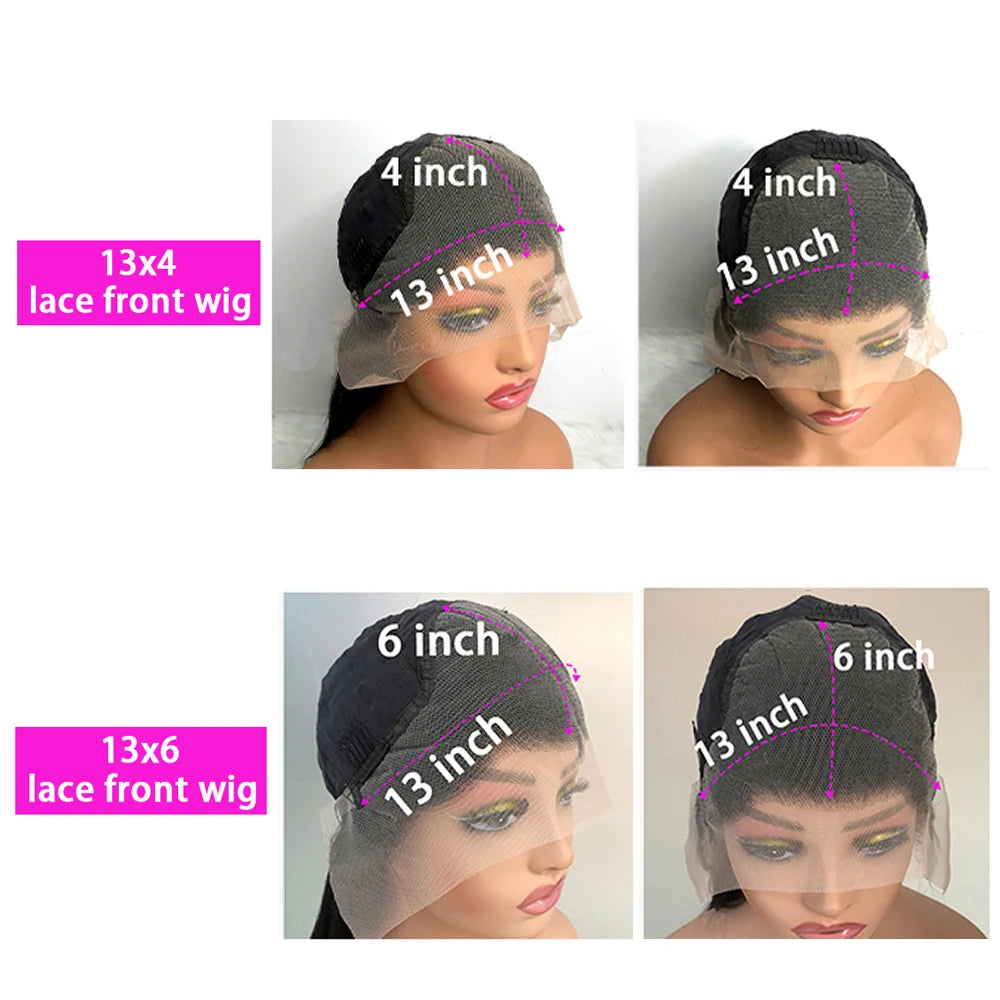 36-40 Inch 13x4 HD Transparent Lace Front Wigs and Human Hair 180 Density 13x6 Body Wave Lace Frontal Wig